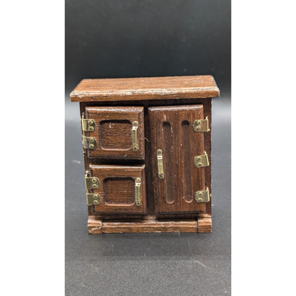 Vintage Wooden Ice Box Dollhouse Miniature Furniture 1:12 Scale